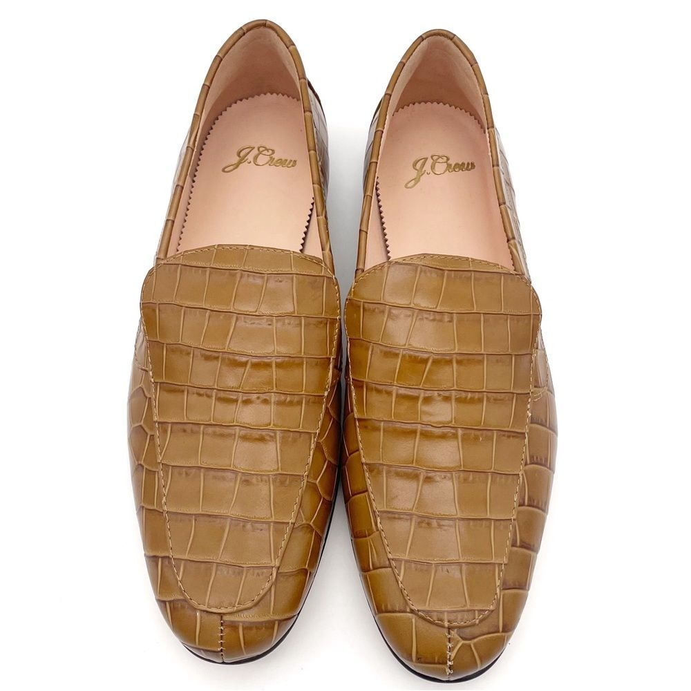 NEW J. Crew Cecile Croc Embossed Leather Slipper Loafer Tan Slip-On Size 7 NWOB - Picture 7 of 16